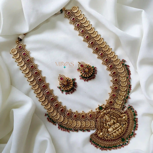 Heritage Inspired Bridal Lakshmi Design Long Haram - Multi