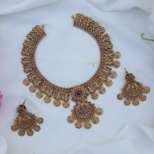 Trendy Lakshmi Coin Short Necklace