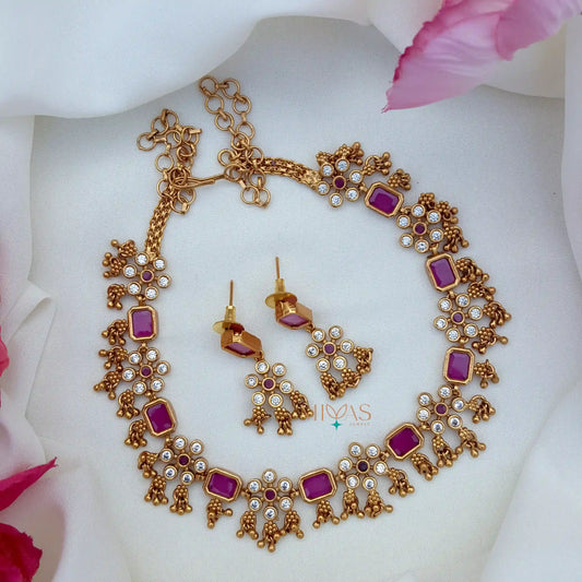 Floral AD Stones Necklace