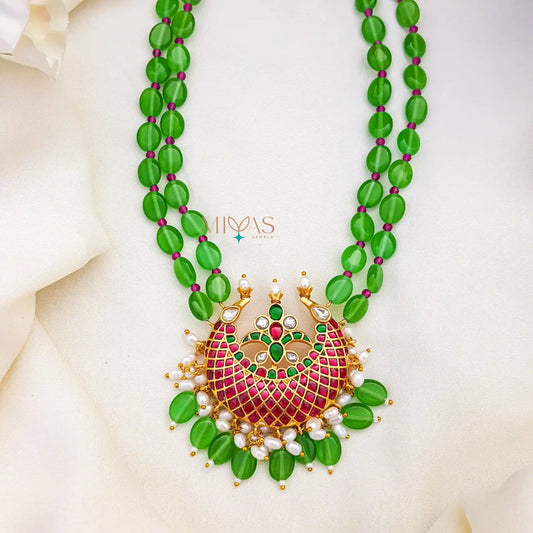 Rich Kundan Jadau Green Beaded Necklace