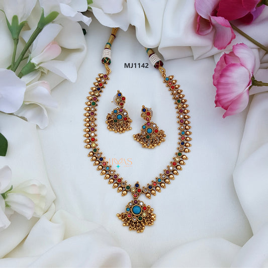 Royal Multi Stone Golden Beads Attigai