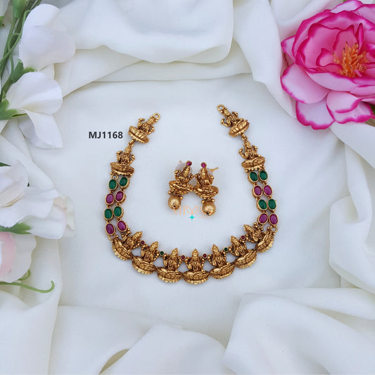 Lakshmi Motif Multi Stone Necklace