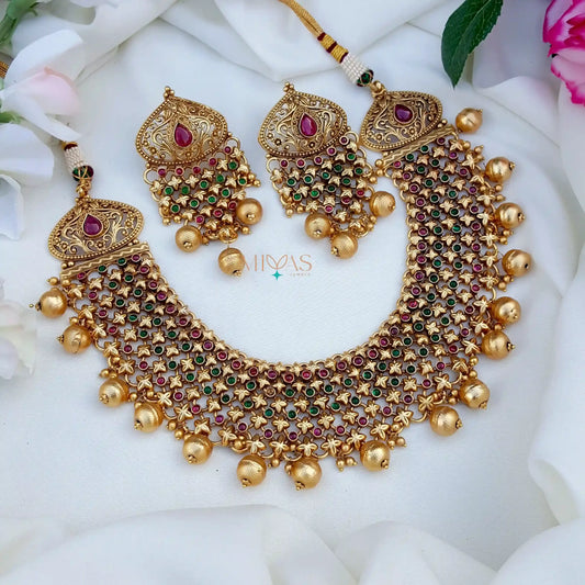 Beautiful Bridal Wear Ruby & Green Necklace