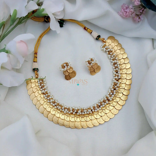 Gold Look Alike 3 Layered Lakshmi Coin Necklace