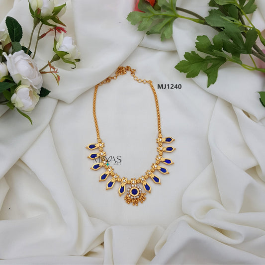 Yamika - Kerala Design Blue Nagapadam Necklace