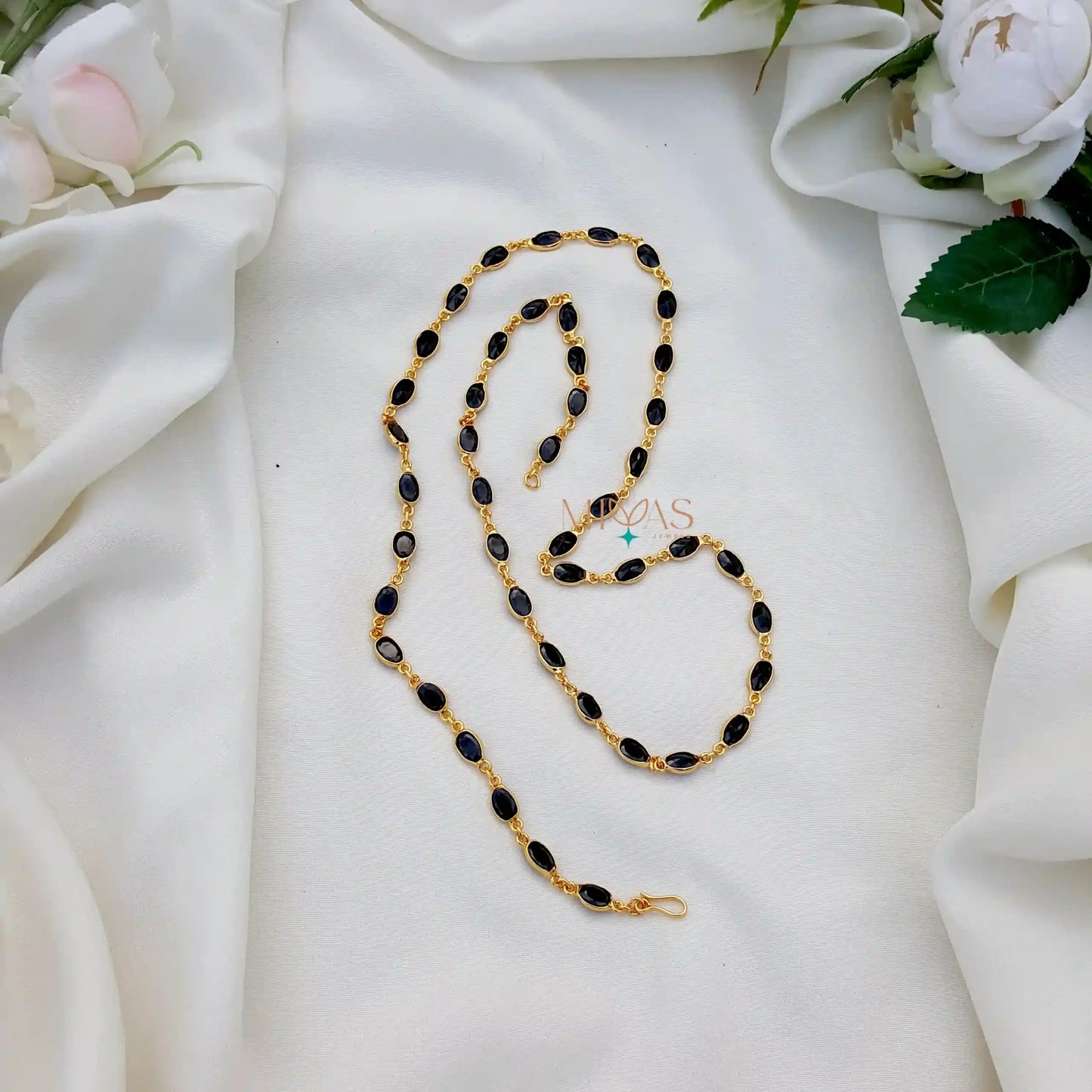 Dazzling Black AD Stone Chain