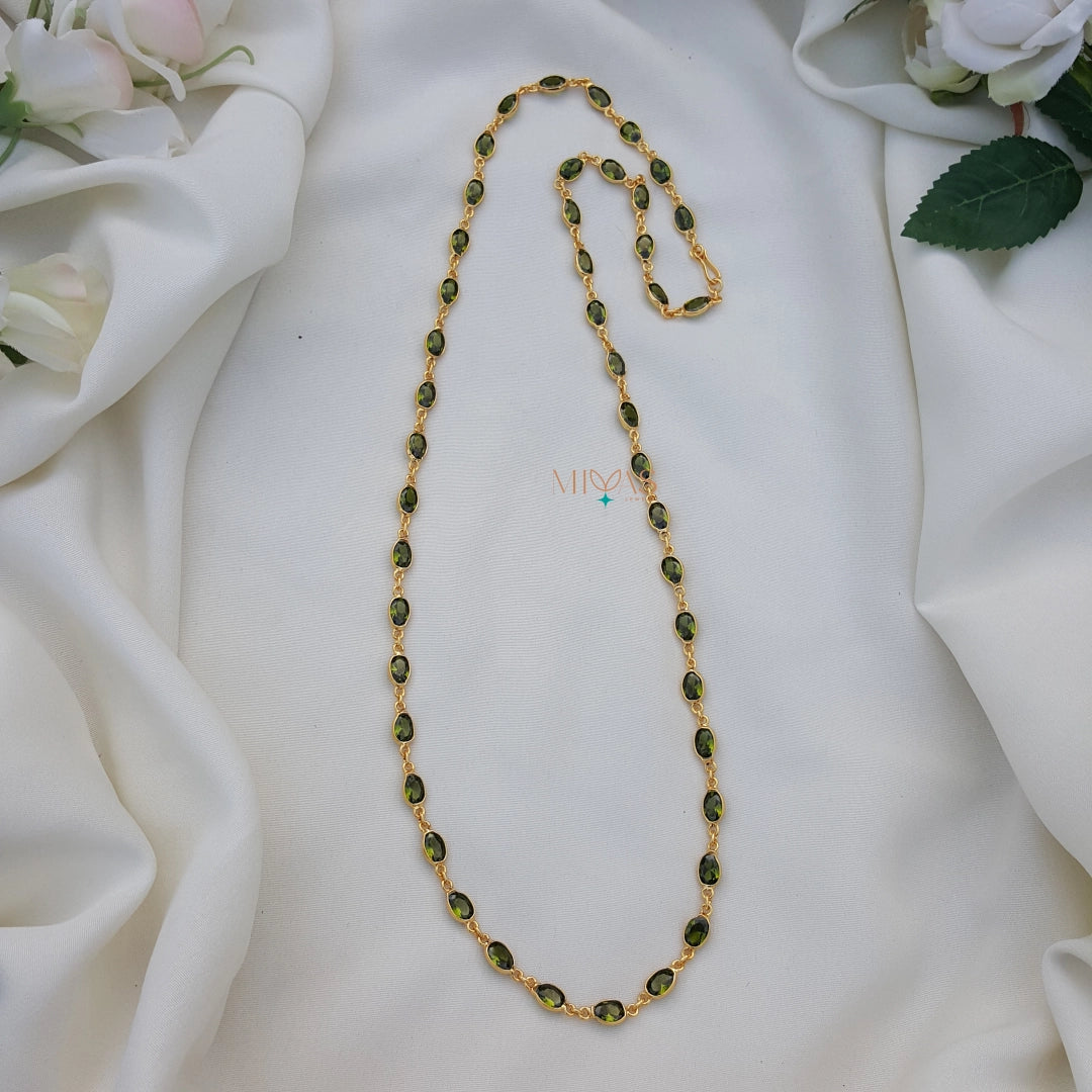 Adorable Dark Green AD Stone Chain