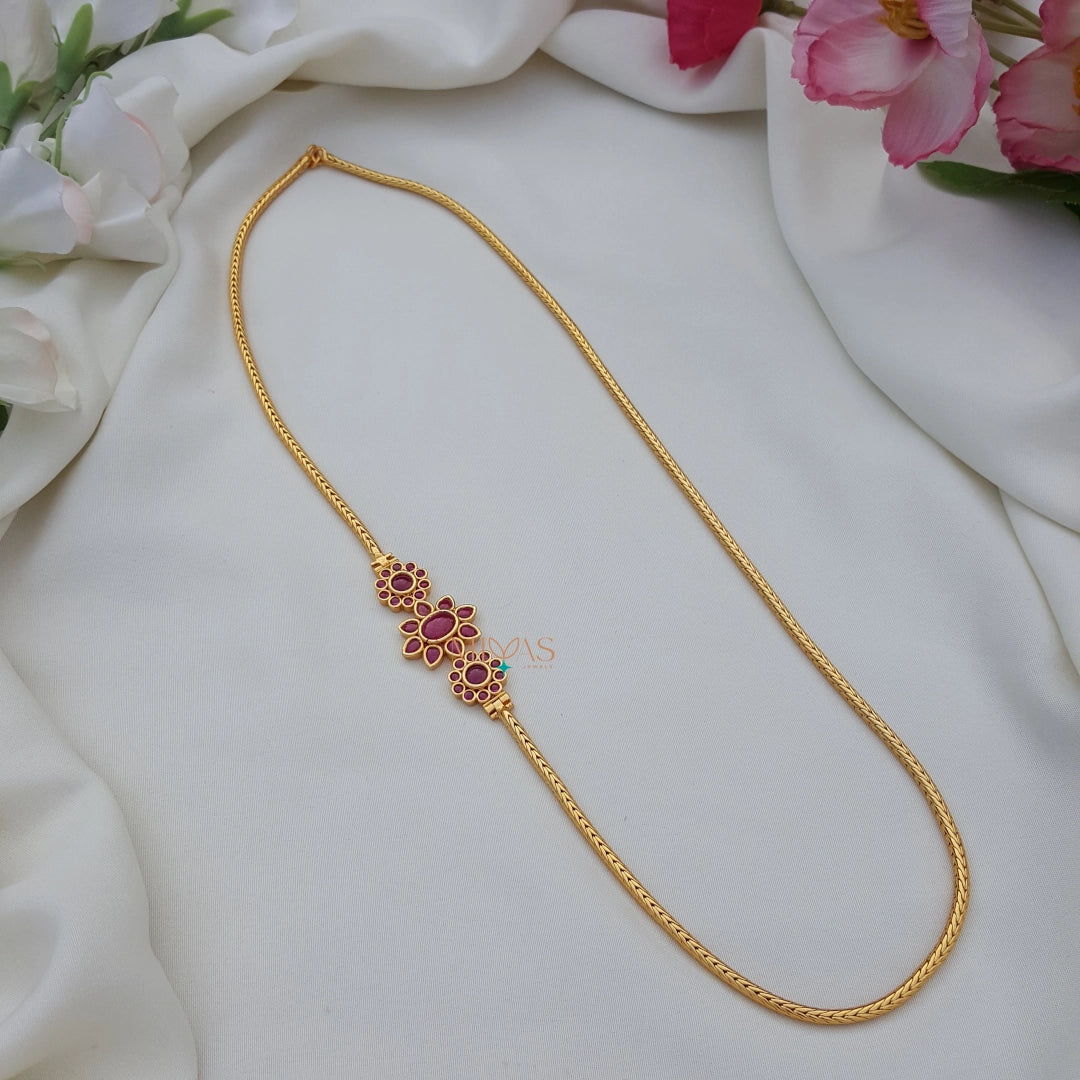 Simple look ruby stone Mugappu chain