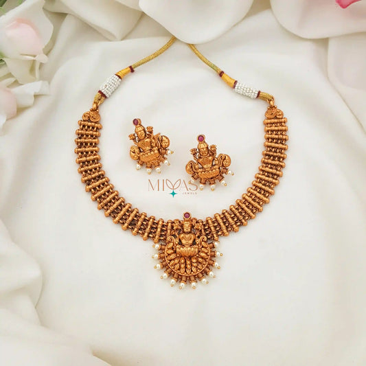 Beautiful Lakshmi Design Short Necklace