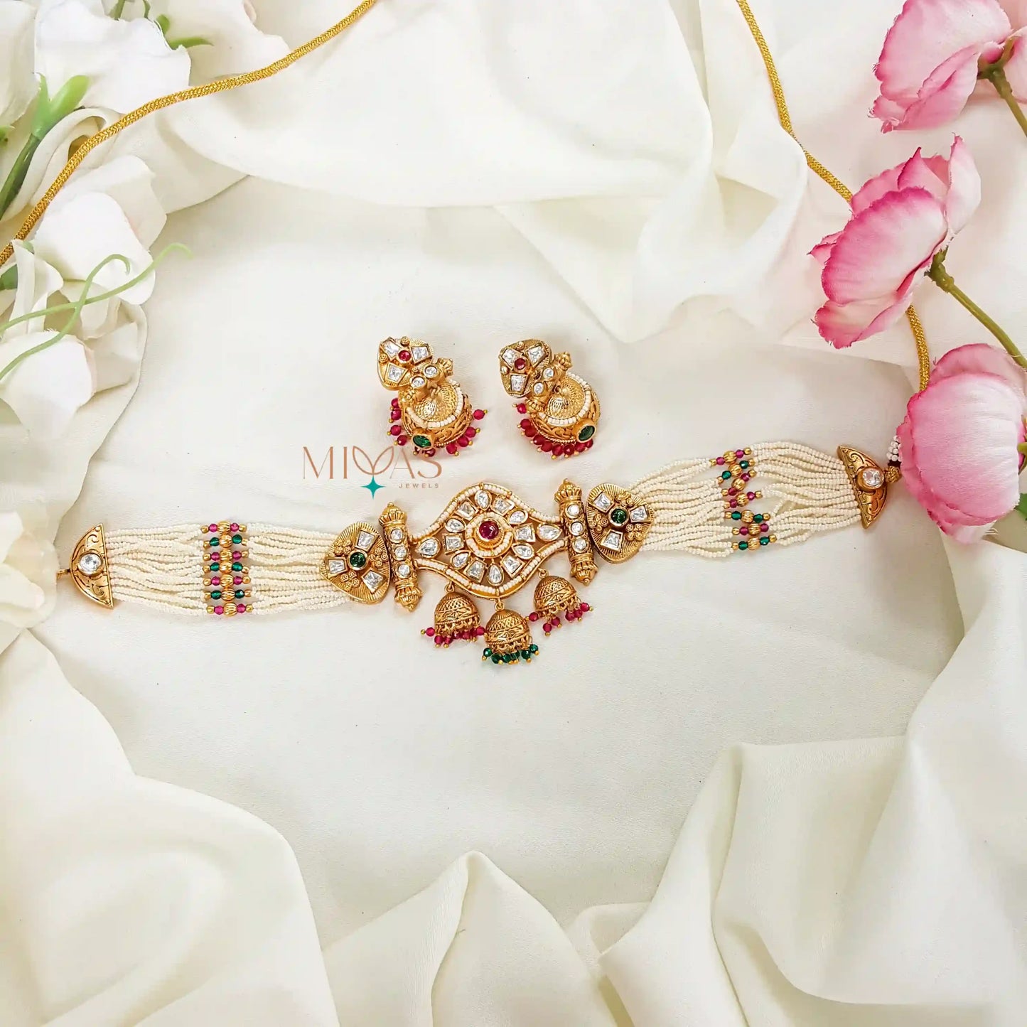 Curated and handpicked Kundan Pearl Choker - Multi