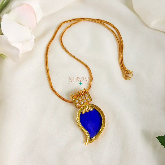 Dazzling Kerala Traditional Style Mango Pendant Chain - Blue