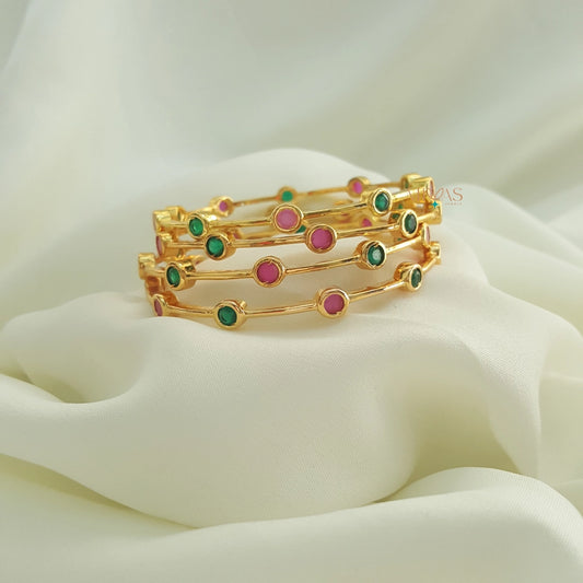 Beautiful Pink and Green AD stone Bangle