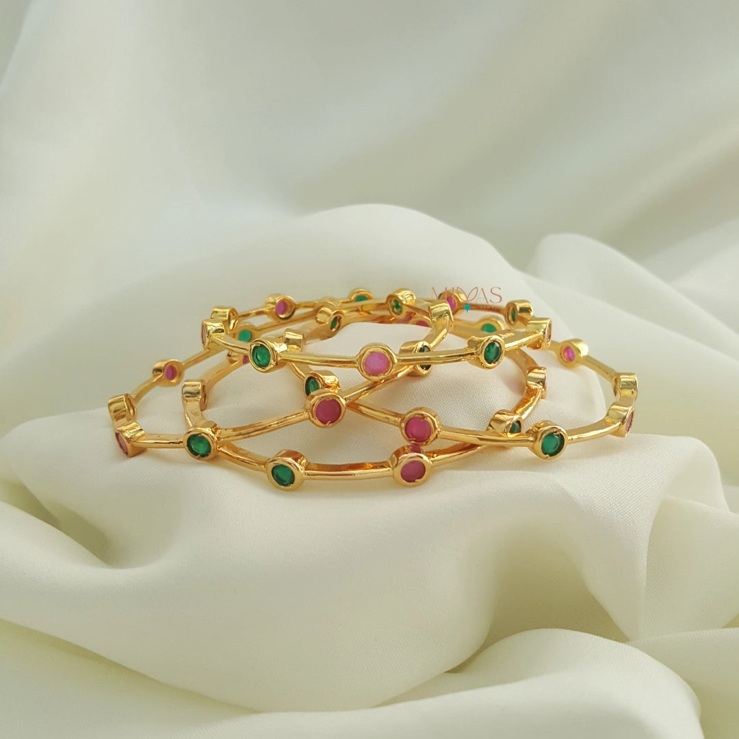 Beautiful Pink and Green AD stone Bangle