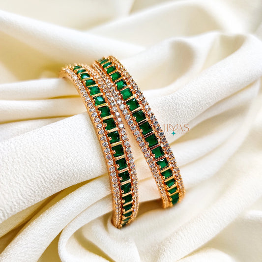 Green White AD Stones Bangles