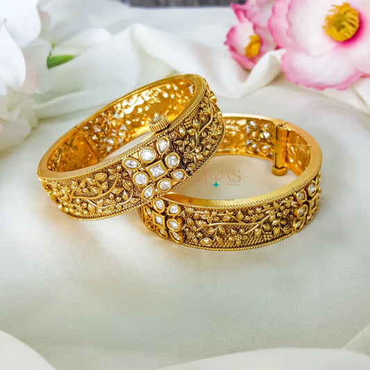 Agalya - Floral Crafted AD Stone Openable Bangle