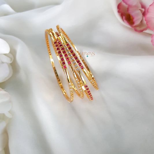 Gold Alike Ruby & White Bangle