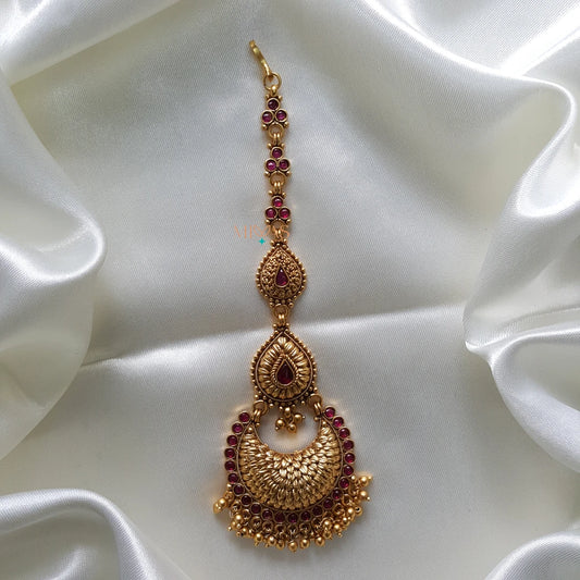 Lovely Bridal Maang Tikka - Ruby