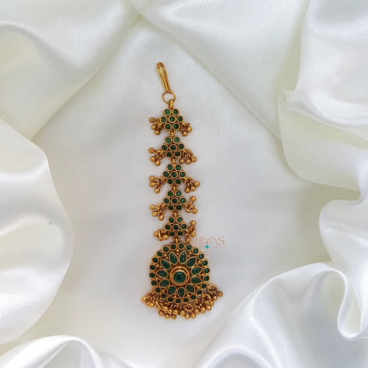 Graceful Bridal Maang Tikka - Green