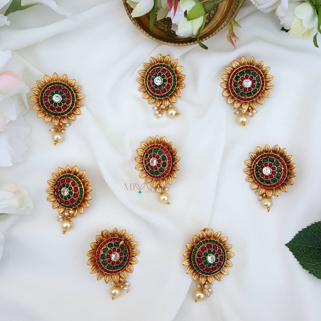 Lovely Floral 9 Pieces Bridal Jadai Billai