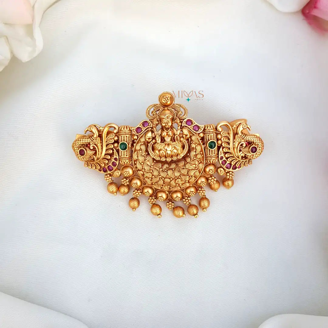 Beautiful Lakshmi and peacock motifs Hair Clip