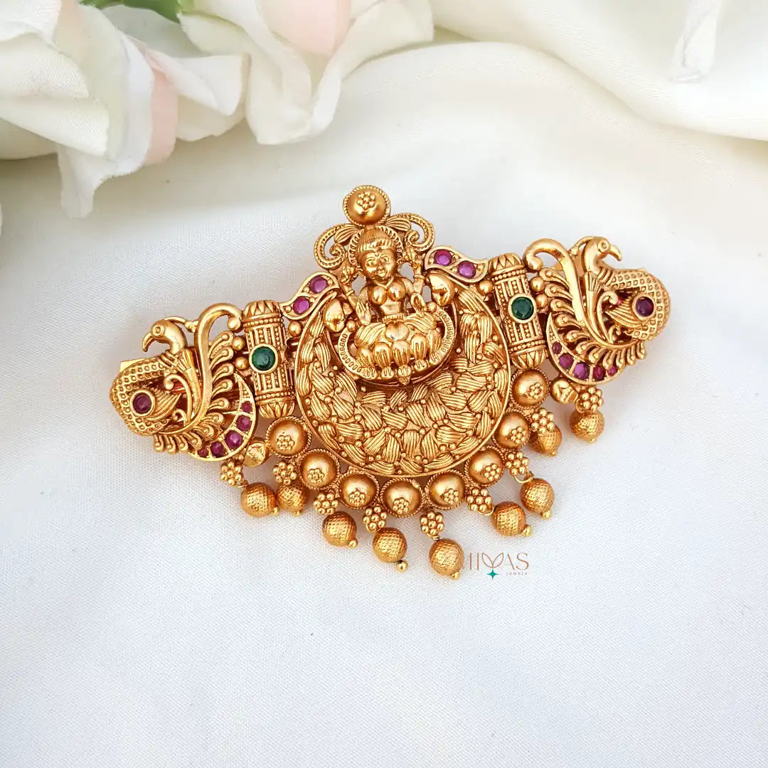 Beautiful Lakshmi and peacock motifs Hair Clip