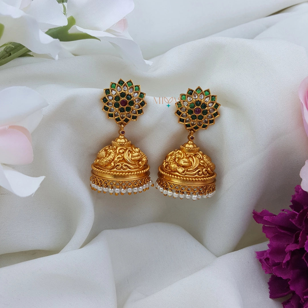 stunning Multi Stone Jhumkas