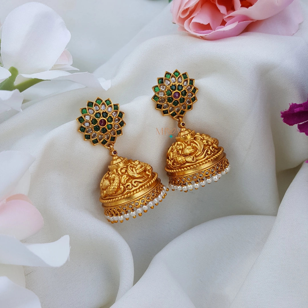 stunning Multi Stone Jhumkas