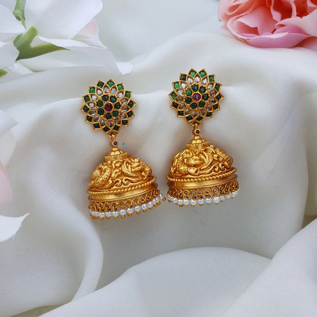 stunning Multi Stone Jhumkas