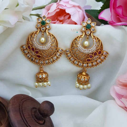 Royal Gold Look AD Stone Earring