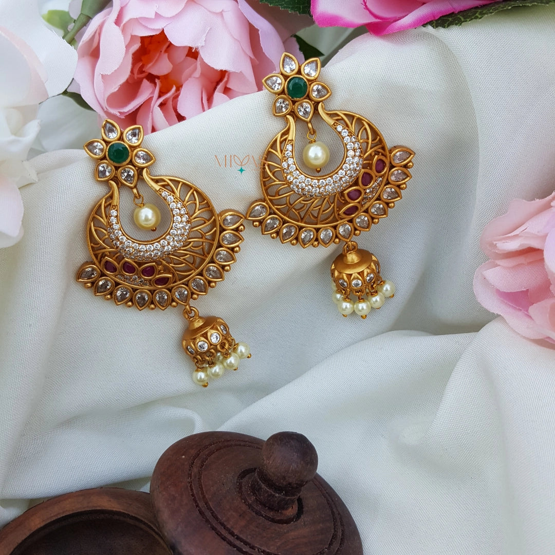 Royal Gold Look AD Stone Earring