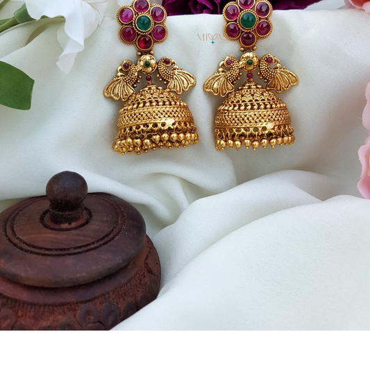 Gold Look Alike Peacock Jhumka