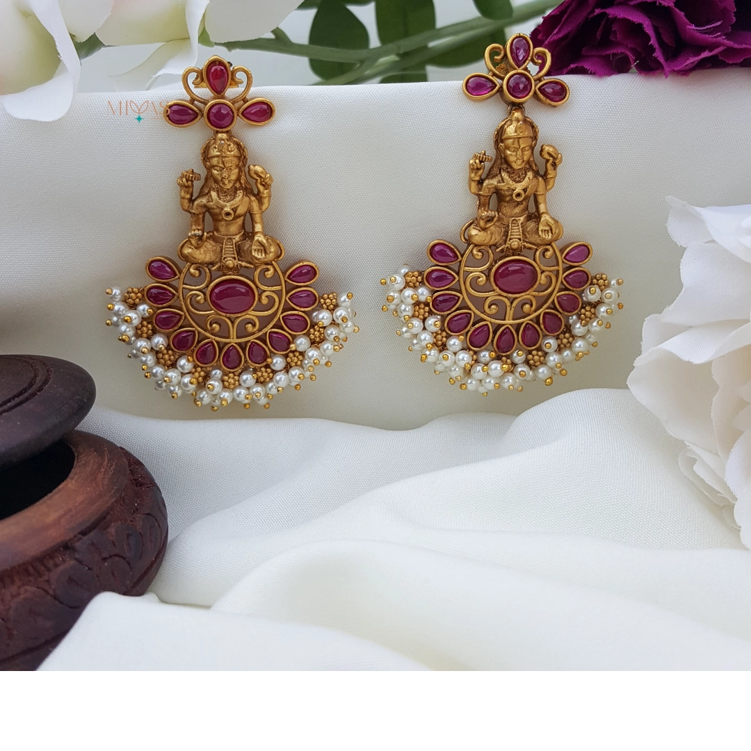 Gorgeous Lakshmi Pearl Earring - Ruby