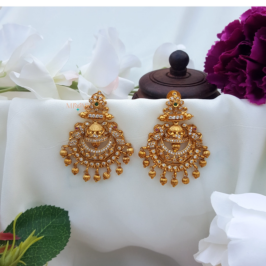 Chandbali Design Golden Beads Earrings