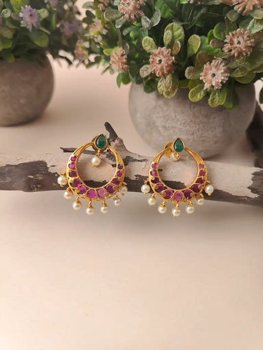 Mithra - Chandbali Kemp Stone Earring