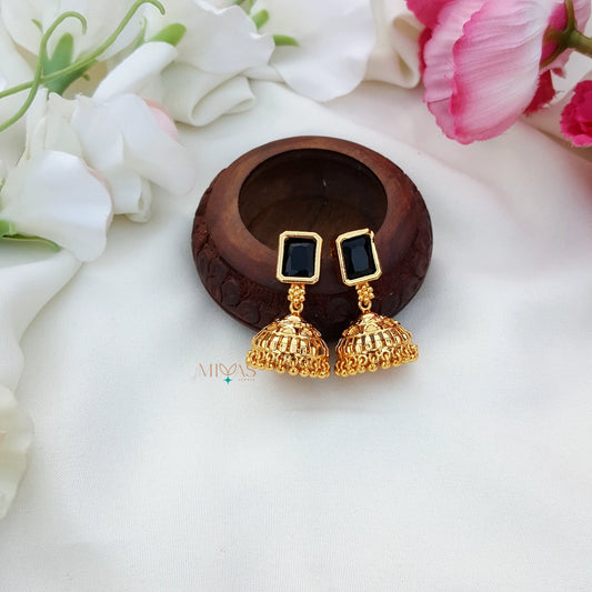 Elegant Look Single Stone Jhumka - Black