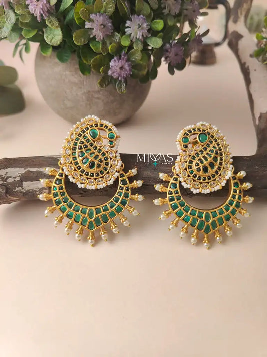 Oviya - Lovely Green Chandbali Earring