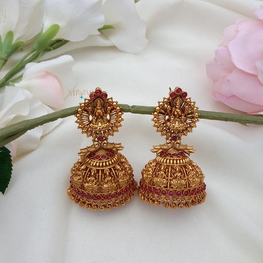 Traditional Grand Lakshmi Jhumka - Ruby