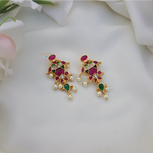 Trendy Fish Design Kundan Jadau Earring - Multi