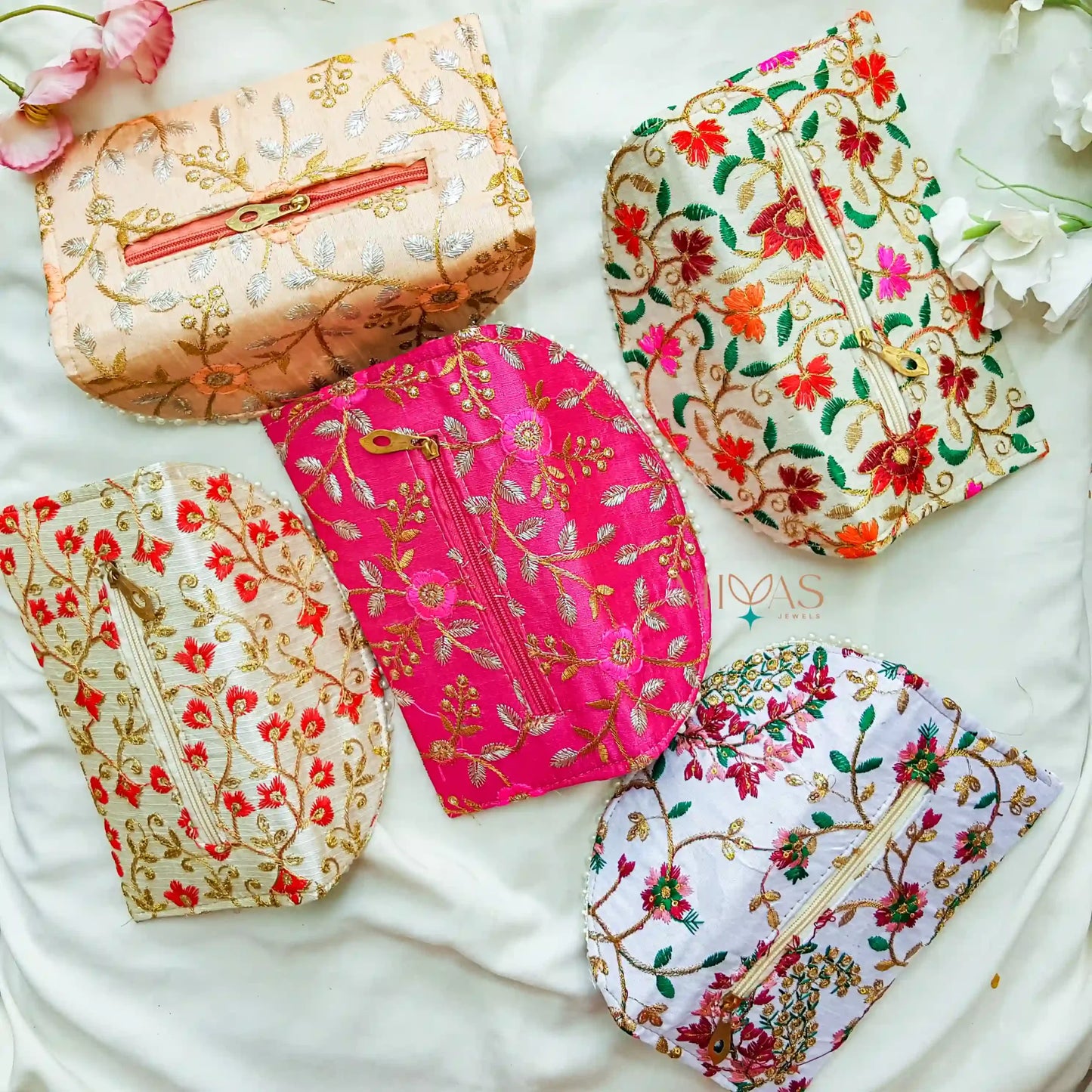 Floral Thread Work Assorted Colour Purse