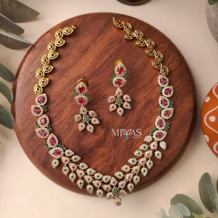 Elza - AD Stone Leafy Necklace