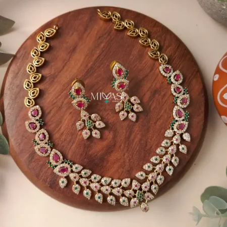 Elza - AD Stone Leafy Necklace