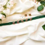 Floral High Neck Choker With Agate – Green-MJ1079-4