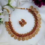 Pretty Lakshmi Ganesh Pink Stone Necklace-MJ1129-2