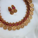 Pretty Lakshmi Ganesh Pink Stone Necklace-MJ1129-2