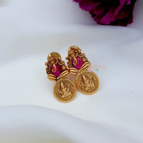 Pretty Lakshmi Ganesh Pink Stone Necklace
