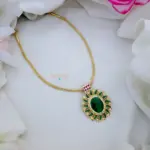 Unique Touch Green Enamel Necklace-MJ1163-3