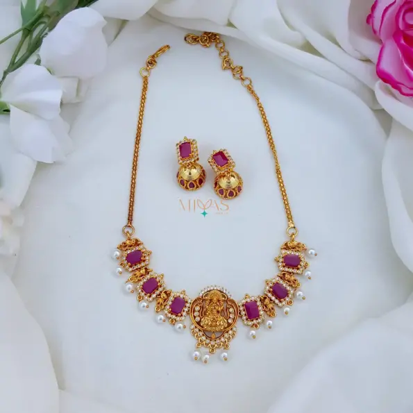Classic Lakshmi Pink Stone Necklace
