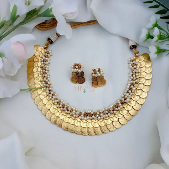 Gold Look Alike 3 Layered Lakshmi Coin Necklace