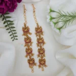 Traditional Nava Lakshmi Gold Bead Mattal - Ruby