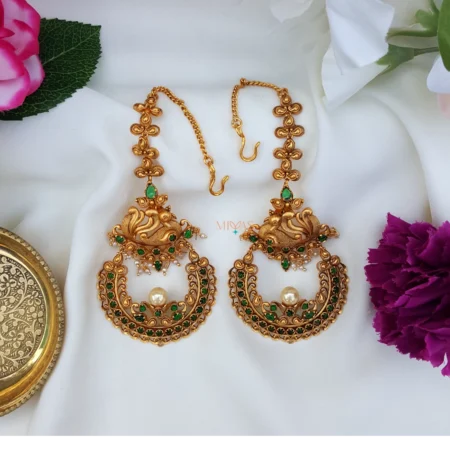 Classy Peacock Design Earring With Ear Chain